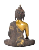 Bhumisparsha Buddha - Antiquated Brass Statue 8"