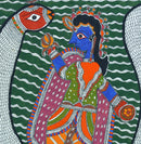 Krishna Masters Kaliya Snake - Madhubani Painting