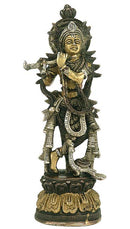 Cosmic Lord Krishna - Brass Statue 8.50"