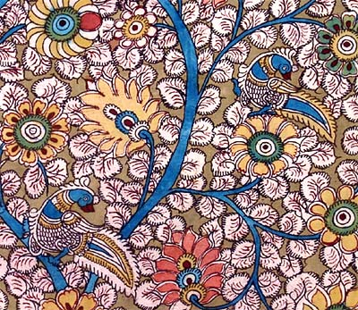 'Enchanting Birds' Kalamkari Tree of Life Painting