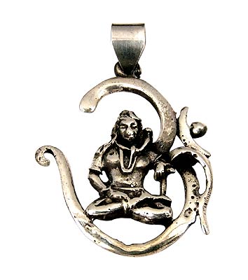 Lord Shiva with Om - Silver Pendant