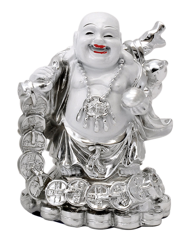 Silver Finish Laughing Buddha