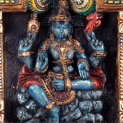 Lord Shiva - Painted Wood Panel