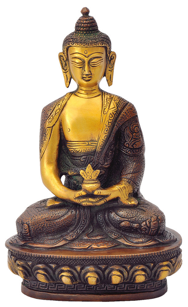 Medicine Buddha Brass Statue in Copper Red Finish