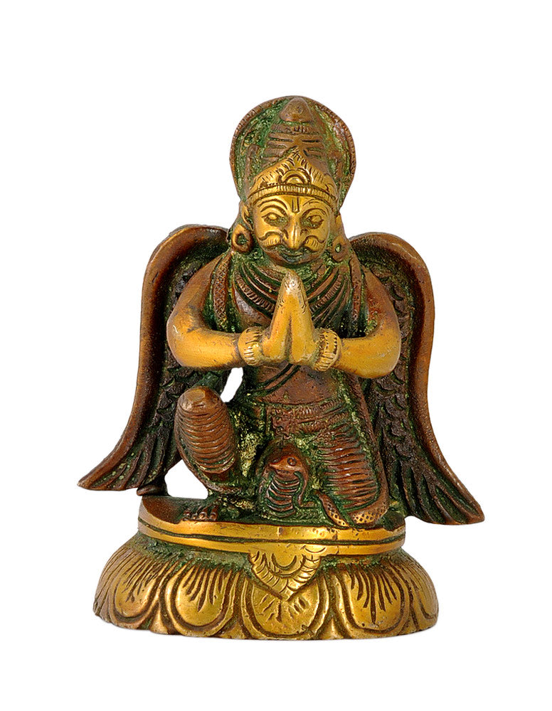 Lord Vishnu's Carrier - Garuda Brass Statue 3.5"