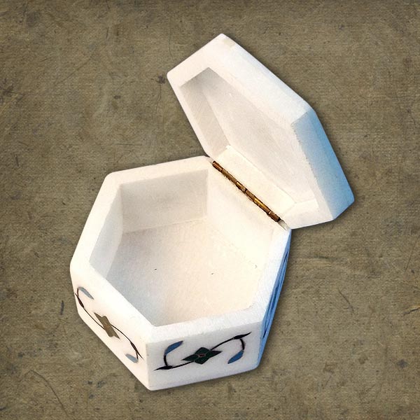 Marble Hexagonal Box with Inlay Work