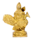 Lord Murugan Standing with Peacock - Small  Brass Figurine