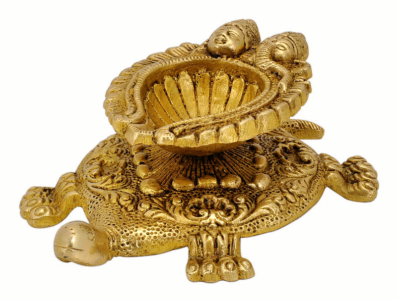 Brass Tortoise Diya Wick Lamp