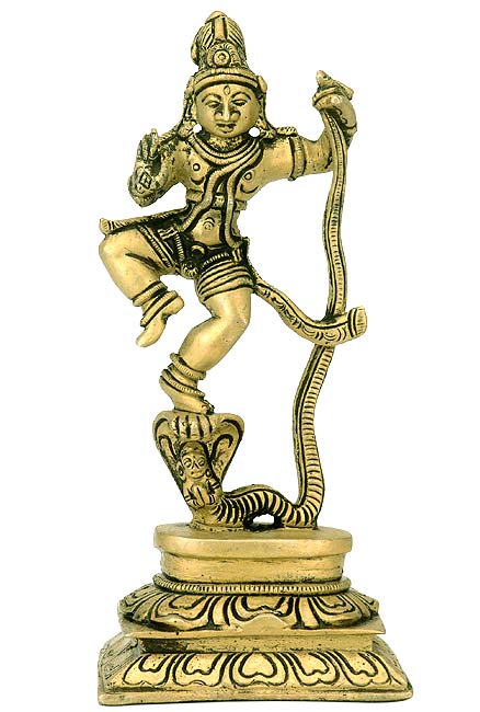 Krishna Danced over Kaliya - Brass Statue
