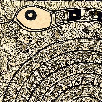 "Sagar Manthan" The Churning of Ocean - Madhubani Painting