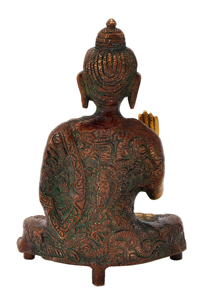 Blessing Buddha Engraved Robe Figure 6.50"