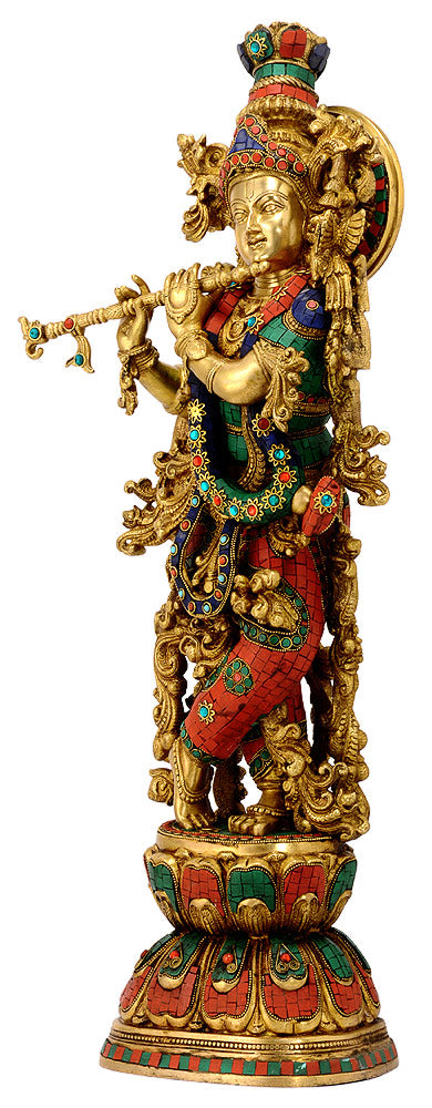 Large Size Lord Krishna Brass Figurine