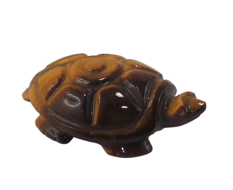 Tiger Eye Stone Tortoise - Quartz Statuette 2.25"