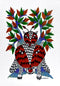 Gond Tribal Painting "Tigers" 14"