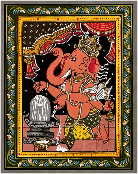 Devotee Ganesha - Paata Painting
