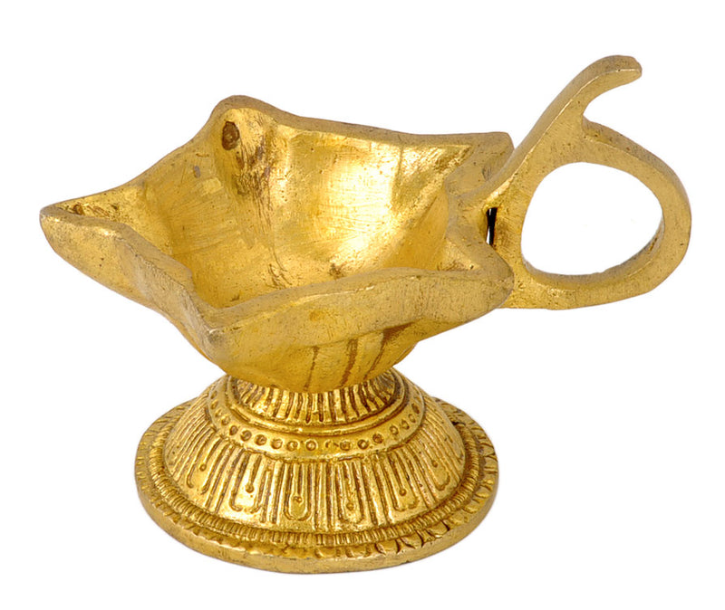 Five Wick Brass Lamp with Handle