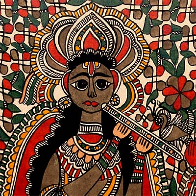 "Radha Madhav" Symbol of Unconditional Love - Mithila Painting 30"