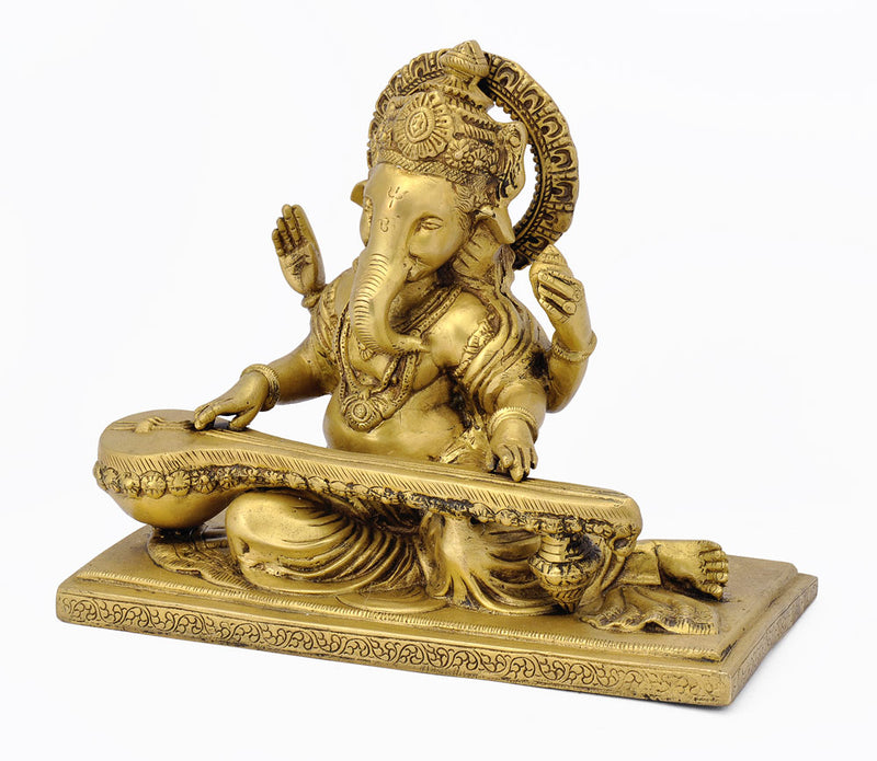 Lord Ganpati Playing the Veena 9.75"