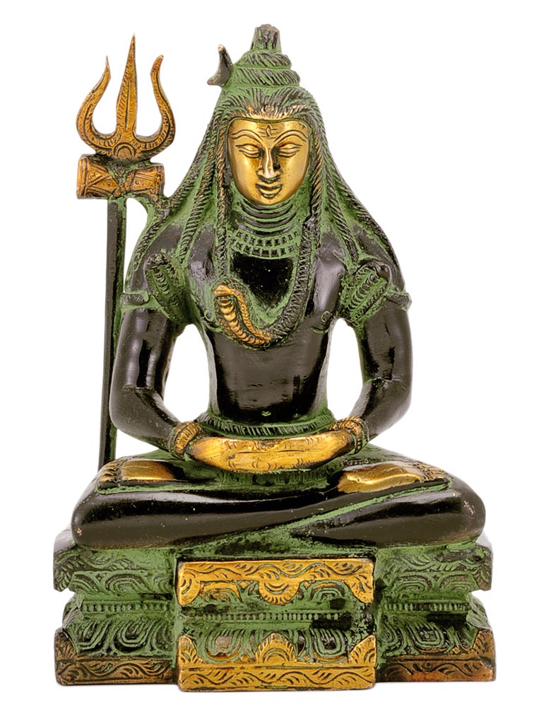 Meditating Shiva Brass Sculpture