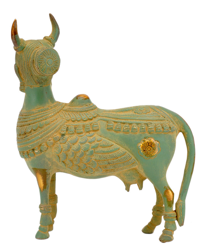 Antique Green Finished Kamdhenu Cow