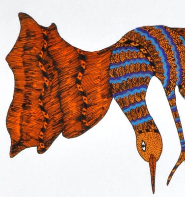Deer Protects Her Fawn From Eagle - Gond Painting