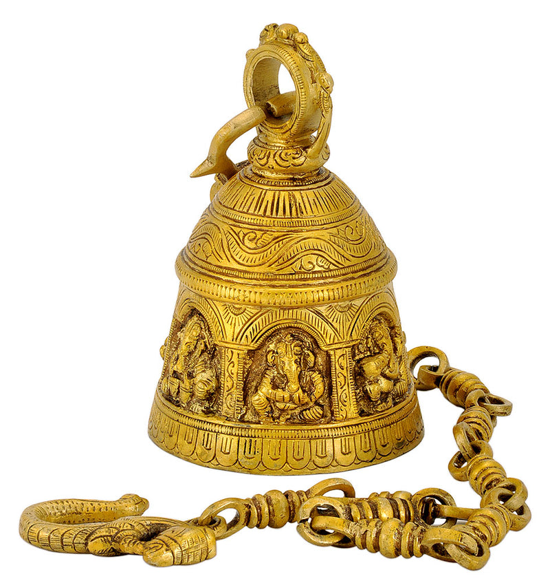 Brass Bell 'Musician Ganesha'