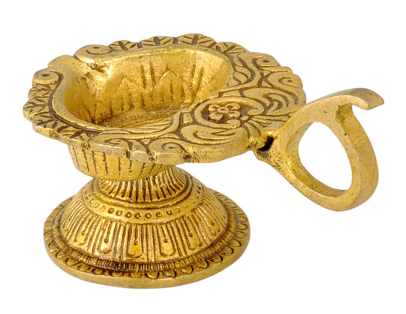 Floral Puja Brass Wick Lamp