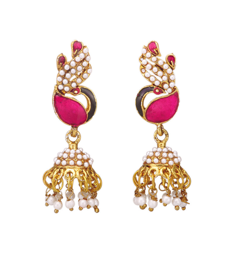 Stylish Fuchsia Peacock Design Jhumki