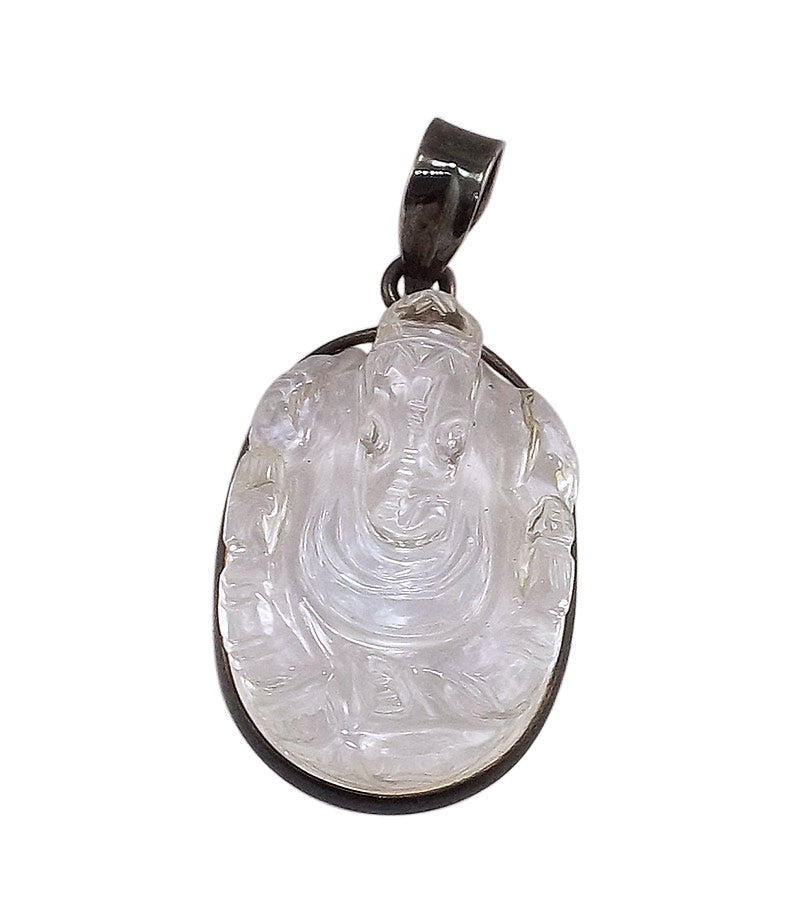 Ganesha Pendant in Rock Crystal