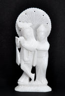 Radha Krishna Yugal in Pure White Stone 7"