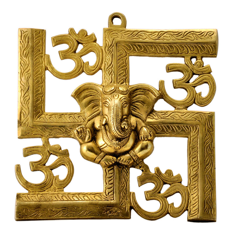 Om Swastika Ganesha  Brass Wall Hanging