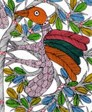 Father and Child Ride a Bullock Cart - Gond Painting