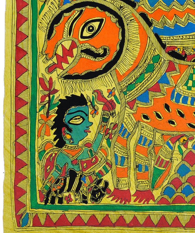Eight Armed Devi Durga Madhubani Painting