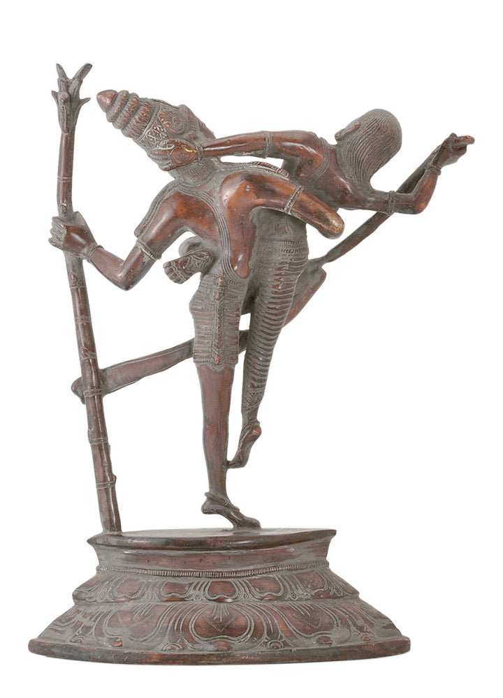 Brass Shiva Dancing with Parvati Antiquated Statue