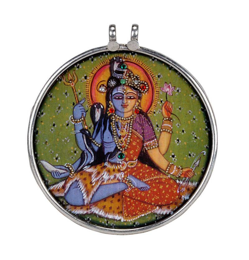 Ardhanariswara Hand Painted Pendant