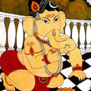 Chubby Lord Ganesha - Cotton Batik Painting