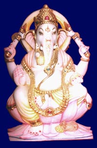 Marble Ganesha Sitting on lotus