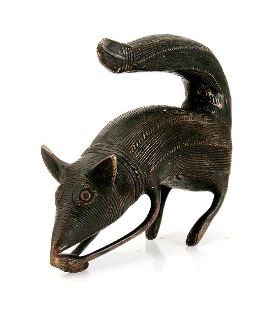 'Cute Squirrel'' Tribal Brass Statue