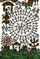 Tribal Village Scene - Warli Painting