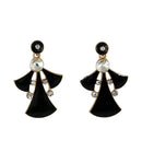 Stone Studded Black Dangle & Drop Metal Earring