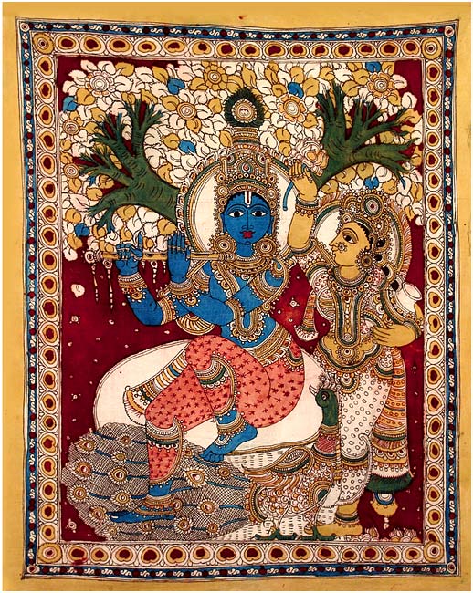 Lord Gopal with Radhika - Kalamkari Painting