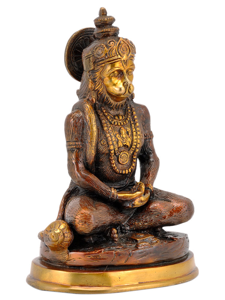 Brass Hanuman Ji in Dhyan Mudra