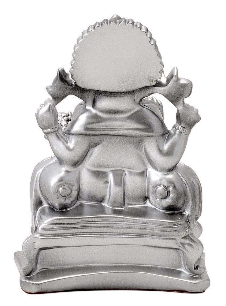 Lord Ganesh - Silver Finish Poly Resin Statue