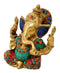 Turquoise Coral Ganpati  Brass Sculpture