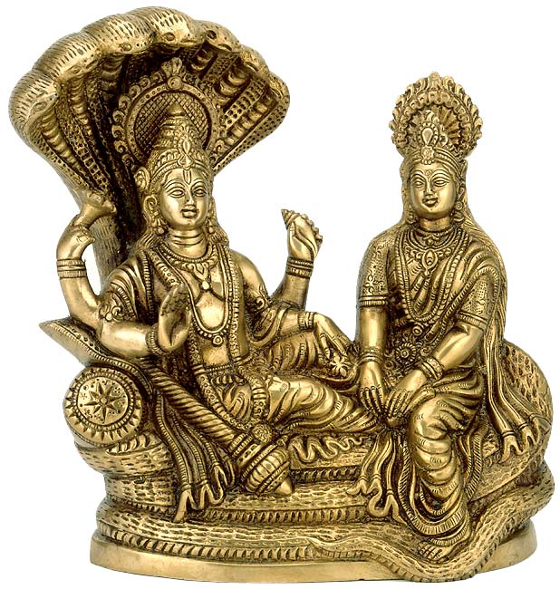 Lord Vishnu with Lakshmi Rests Upon Shesha Naag