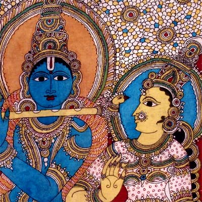 Radha krishna in Vrindavana - Kalamkari Painting