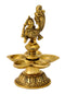 Five Wick Peacock Brass Oil Lamp 5.25"