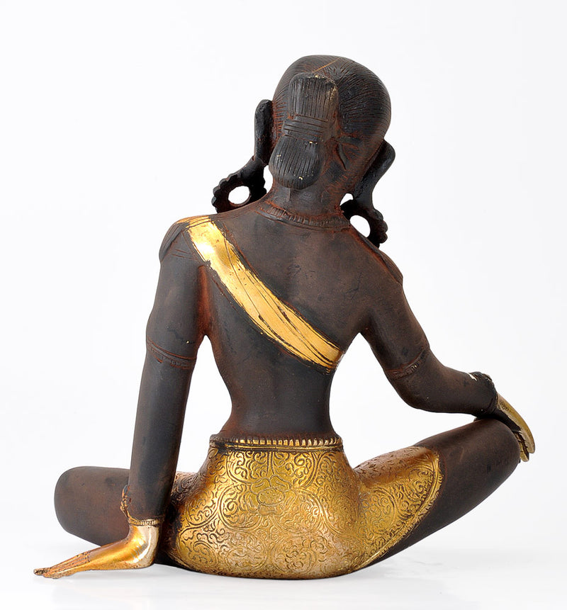 Seated Goddess Tara - Old Rustic Finish Brass Statue