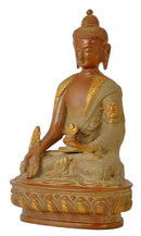 Antique Finish Medicine Buddha with Carved Robe
