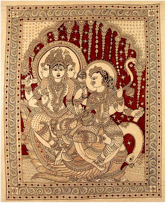 Brahma Dev - God of Creation with Consort Saraswati